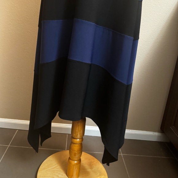 WHITE HOUSE BLACK MARKET Color Block Black Noble Blue Maxi Dress Size Small EUC - Picture 14 of 14